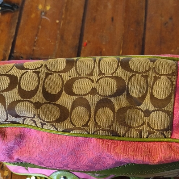 Coach Multicolor Signature Stripe Tote in Pink, Green & Tan - Picture 4 of 4